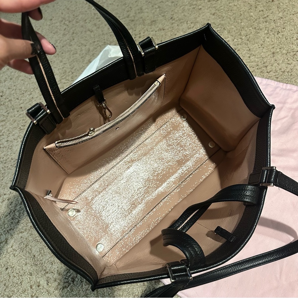Kate Spade Sam Large Pocket Satchel in Black Leather Tote Bag - Picture 8 of 14